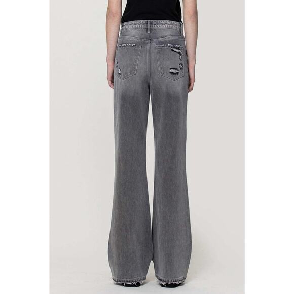 VERVET Gray Wash 90’s Vintage Super High Rise Distressed Flare Jeans - Picture 4 of 6